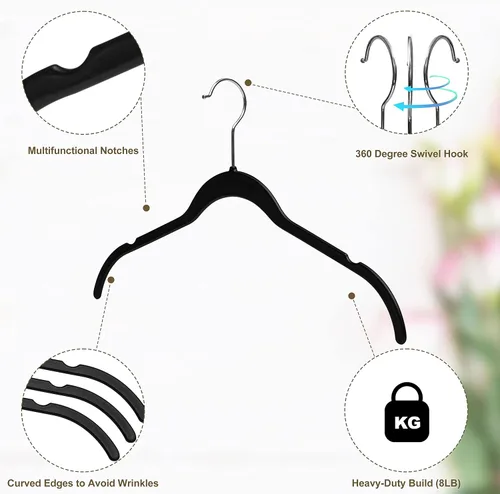 Vista 5 de Quality Hangers Perchas de plástico que no son de terciopelo para la ropa, juego de perchas resistentes para ropa, perchas para armario que ahorran