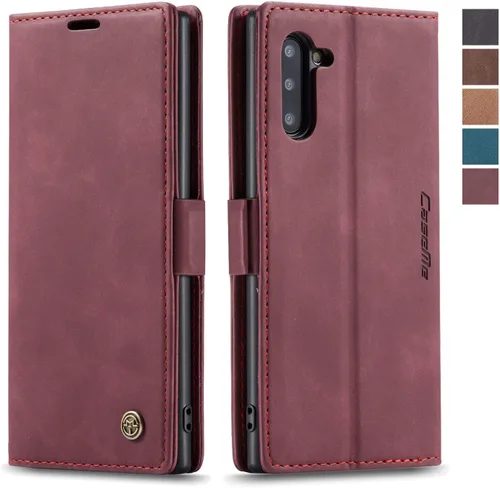 Vista 10 de Funda tipo cartera para Samsung Galaxy Note 10, con soporte magnético, funda protectora de piel sintética, estilo retro, con ranuras para tarjetas