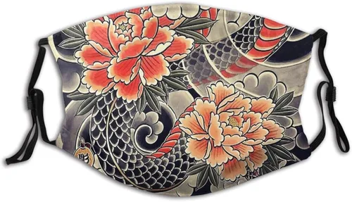 Mascarilla de tela japonesa Samurai Oni cómoda pasamontañas reutilizable Bandana ajustable bufanda para adultos con 2 filtros