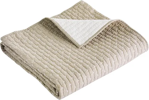 Vista 14 de Levtex Home - Cross Stitch Adobe - Manta acolchada - 50x60 pulgadas - Patrón de punto de cruz - Patrón reversible - Tela de algodón