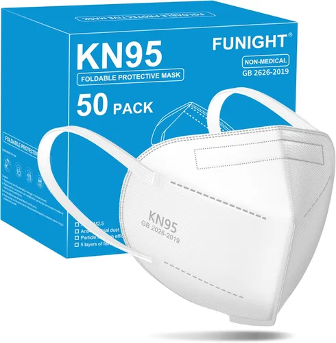 Vista 10 de Funight Mascarillas KN95, paquete de 50 mascarillas desechables con filtro transpirable de 5 capas, color negro