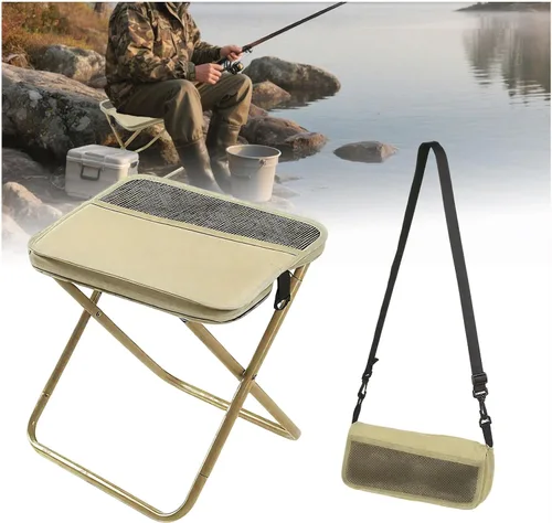 Vista 8 de Taburete portátil plegable para mochila, taburete de viaje plegable con bolsa, silla de exterior mini de fácil transporte, sillas de bolsillo