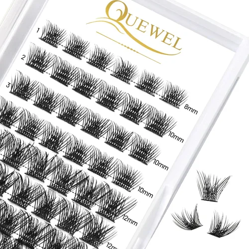 Vista 54 de QUEWEL Kit de extensión de pestañas DIY, racimos de pestañas 3D con 280 piezas, racimos de pestañas mixtas de 10-16 mm (30+40+50D), pinzas
