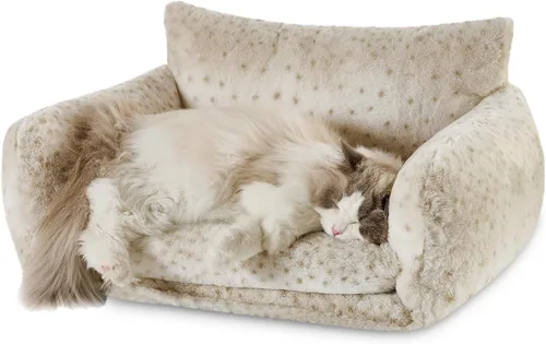 Vista 38 de Hollypet Cama para gatos, mullida, multifuncional, de doble capa, suave para mascotas, sofá ortopédico para gatos y perros pequeños, color rosa