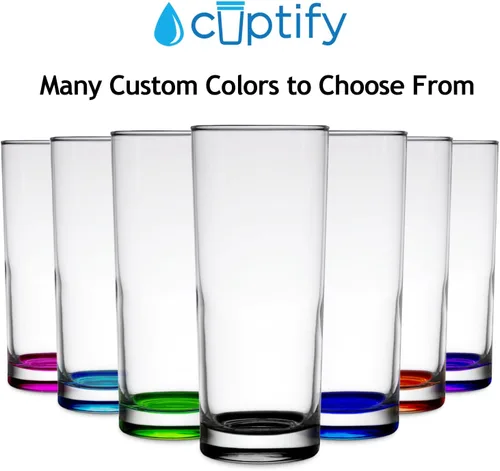 Vista 3 de Vasos de beber personalizados con bloque inicial de 10 onzas, parte inferior verde grabada con texto personalizado, regalo de cumpleaños