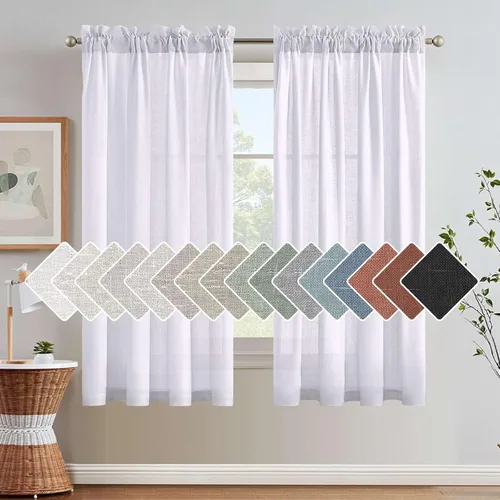 Vista 21 de H.VERSAILTEX Cortinas texturizadas de lino con filtro de luz para sala de estar, tratamiento de ventanas, cortinas naturales y duraderas