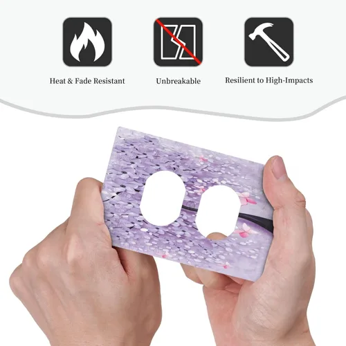 Vista 6 de Cubiertas de Tomacorriente 3D Árbol Morado 1 Gang Placa de Cubierta de Interruptor de Luz Dúplex Placas Decorativas de Pared Placa de Interruptor