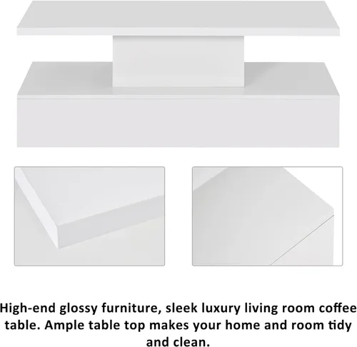 Vista 23 de Mesa auxiliar elevable, mesa auxiliar multifuncional con estantes abiertos, mesa de comedor moderna para sala de estar, oficina en casa (negro #004)