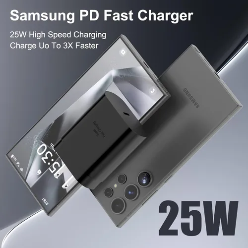 Vista 6 de Samsung USB-C - Adaptador de alimentación de carga súper rápida, bloque de carga PD de 25 W para Samsung Galaxy S26/S26 Ultra/S26+/S25