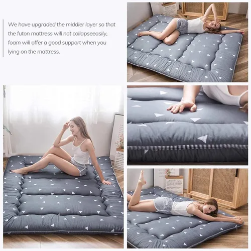 Vista 125 de Colchón futón japonés de piso gris constelación, de piso tatami, portátil, para acampar, para niños, sofá cama plegable enrollable con protector