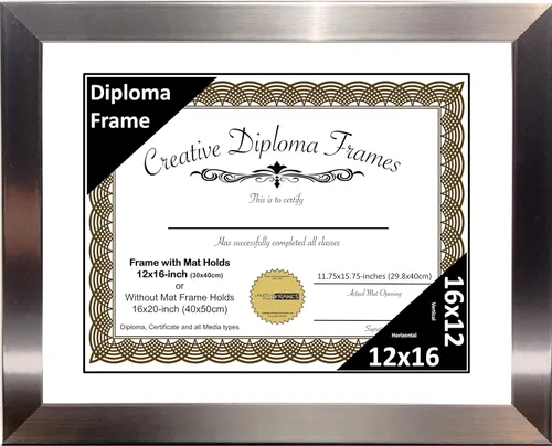Vista 52 de Creative Picture Frames Carnegie - Marco de diploma de acero inoxidable con acabado de acero inoxidable de 6 x 8 pulgadas con caballete de vidrio