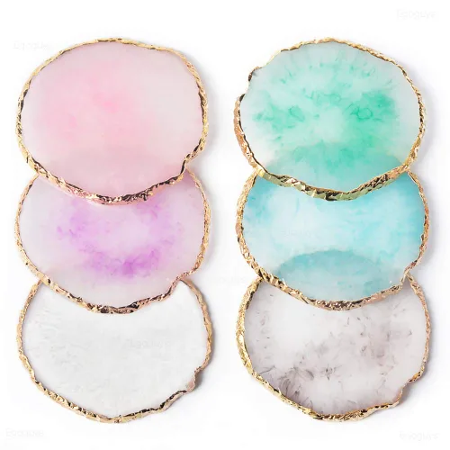 Vista 7 de AKOAK Paleta de pegamento de uñas de ágata de resina natural Phnom Penh, accesorios de disparo con borde de cristal, herramienta de tablero
