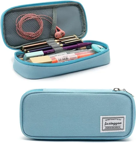 Vista 11 de FUXINGYAO Estuche para lápices, bolsa para lápices multicompartimento, bolsa portátil para lápices (2101-big-BK)