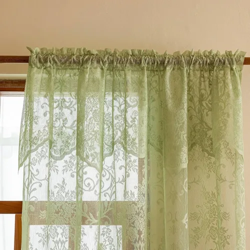 Vista 10 de WUBODTI Cortinas de encaje blanco de 72 pulgadas con cenefas, 2 paneles, cortinas transparentes bordadas florales con bolsillo para barra, cortina