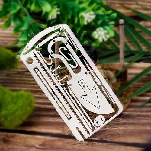 Vista 3 de 6 tarjetas de supervivencia multiherramienta de pesca, la mejor herramienta multiherramienta para situaciones de supervivencia para pesca al aire