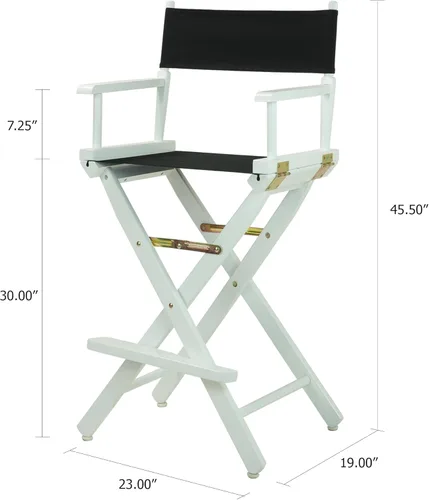 Vista 179 de Casual Home - Silla de director de 30 in, marco blanco, con lona color blanco, altura de barra