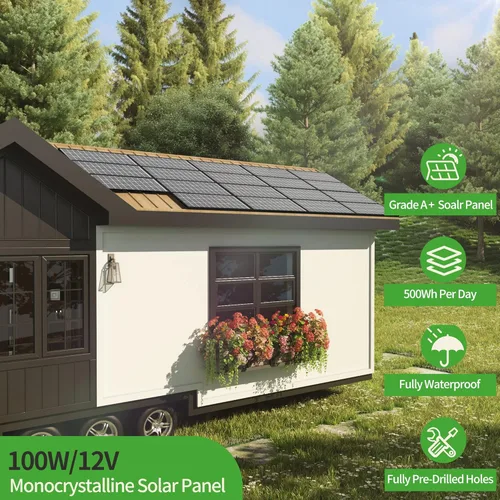 Vista 3 de JJN Paneles solares de 200 W, 10BB monocristalino 12V 2 paneles solares de 100 W, cargador de alimentación de módulo fotovoltaico de alta eficiencia