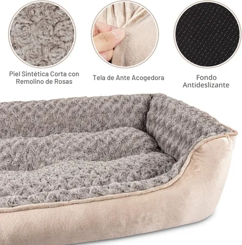 Vista 3 de JOEJOY - Cama rectangular para perros grandes, medianos y pequeños - Cama de sofá ortopédica lavable, suave y transpirable para cachorros