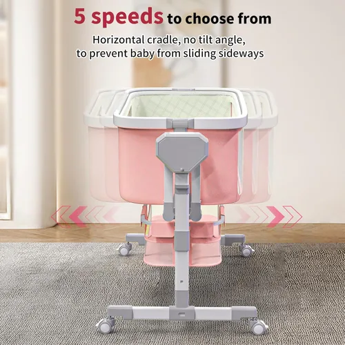 Vista 3 de Moisés mecedor para bebé, moisés eléctrico automático con 5 movimientos de mecido, moisés junto a la cama para recién nacido, cuna mecedora