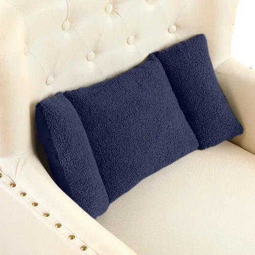 Vista 7 de Queekay Almohada de apoyo lumbar de forro polar de 3 secciones, silla de oficina para soporte de espalda, cómodo cojín lumbar para asiento de Negro