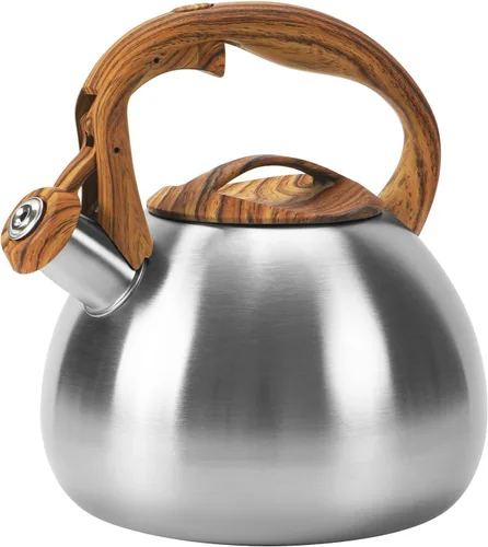 Vista 9 de Hervidor de Té Foedo para Estufa, Teteras Silbantes de 2.6 Cuartos para Estufa, Mango Plegable Resistente al Calor, Tetera Bonita (Beige)
