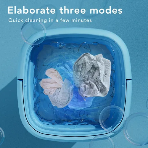 Vista 3 de Lavadora portátil, mini cubo plegable para ropa interior, calcetines, ropa de bebé, lavadora pequeña, deshidratador integrado, adecuado