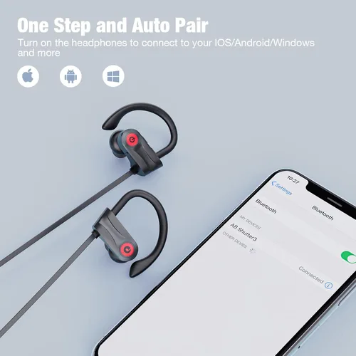 Vista 8 de Auriculares Bluetooth Boean, auriculares inalámbricos con 16 horas de reproducción Bluetooth 5.3, auriculares inalámbricos con graves profundos HD