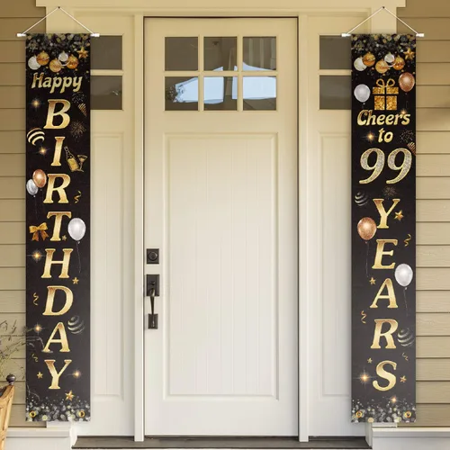 Vista 66 de Cartel de Feliz cumpleaños para la puerta, color negro