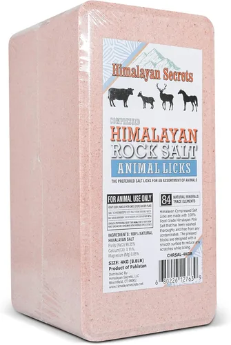 Vista 8 de Bloque de sal para ciervos y caballos, sal mineral comprimida para ganado, ganado y cabras, bloque de sal de roca rosa Himalayan Secrets