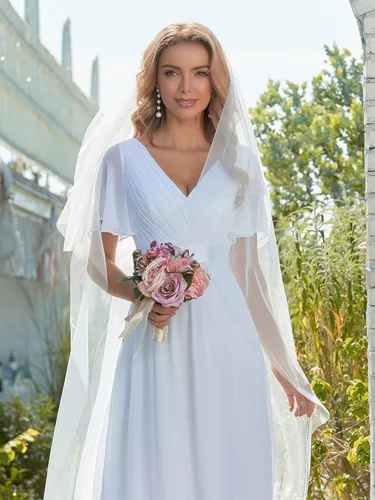 Vista 7 de Ever-Pretty 09890 - Vestido largo de noche con cuello en V y mangas cortas para mujer