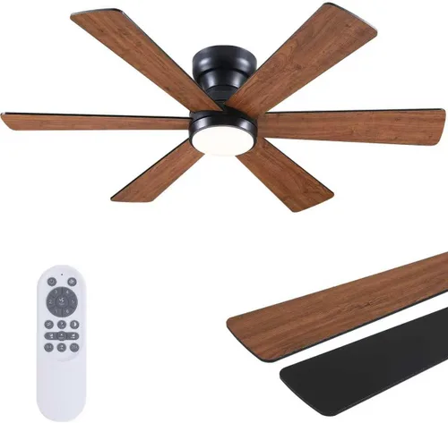 Vista 14 de Asyko Ventiladores de Techo con Luces, Ventilador de Techo de Perfil Bajo de 46" con Luz y Control Remoto, Montaje al Ras, Reversible, Regulable