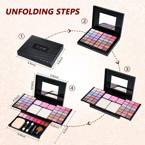 Vista 6 de Kit de maquillaje todo en uno para mujeres, niñas, adolescentes, 16 colores, sombra de ojos con brochas de maquillaje, paleta de maquillaje