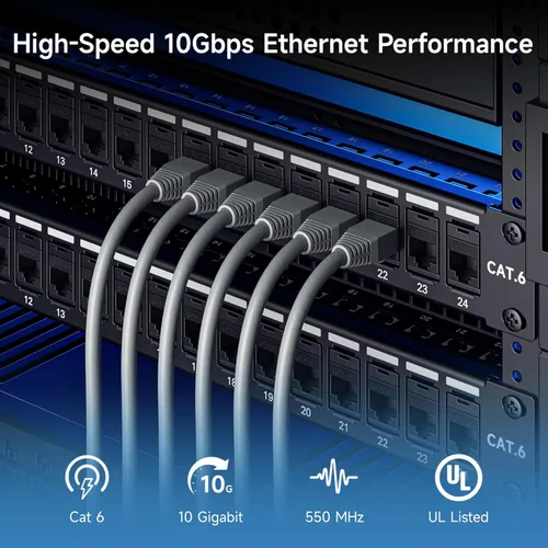 Vista 2 de [Con certificado UL] Paquete de 25 enchufes Keystone de presión Cable Matters Cat6 RJ45, Negro