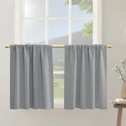 Vista 27 de Cortinas azul marino para autocaravanas RV Camper, juego de 2 paneles con bolsillo para la barra, cortinas oscuras para oscurecer la habitación