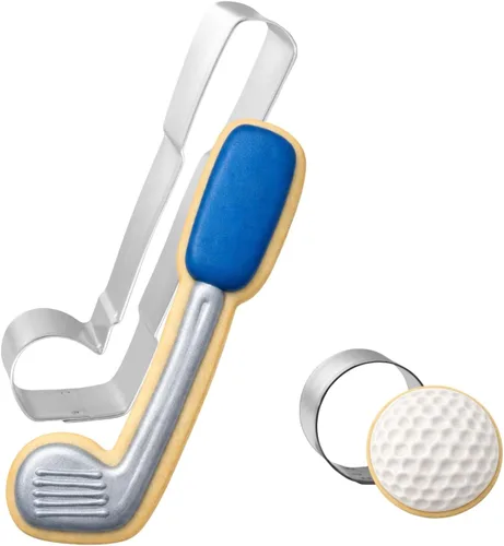Juego de 2 cortadores de galletas Hole In One – Club de golf, cortadores de galletas de bola redonda hechos a mano en los Estados Unidos de acero