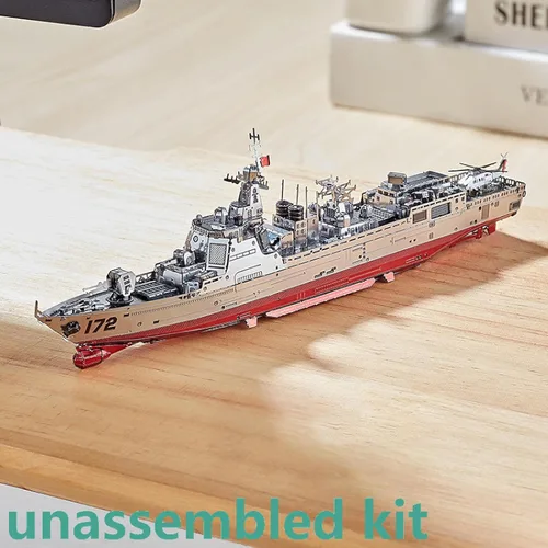 Vista 8 de TECKEEN 1: 1000 kits de barco de metal 3D C22210 055 modelo de destructor simulación buque de combate militar Exposición de ciencia