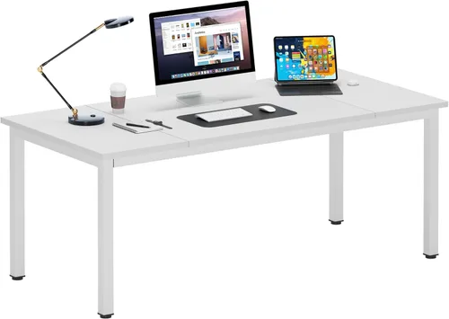 Vista 29 de DlandHome Escritorio pequeño para computadora de 31.5 pulgadas, mesa de escritura para espacios pequeños, mesa de estudio, escritorio para laptop