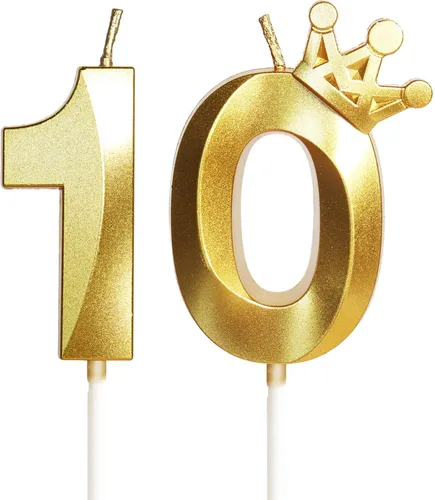 Vista 70 de Velas de cumpleaños número 10 para pastel, velas de oro rosa número 10 con corona, diseño 3D, decoración de pastel de cumpleaños para niñas