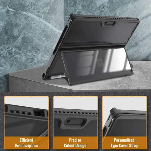 Vista 4 de Fintie Funda Rígida para Microsoft Surface Pro 11/10/9 de 13 Pulgadas - Funda Folio Resistente a Golpes con Carcasa Trasera Transparente Compatible