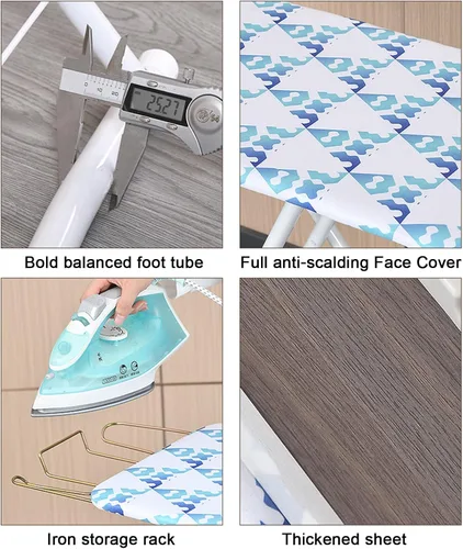 Vista 9 de Tabla de planchar plegable, tabla de hierro resistente de 42 pulgadas, tabla de planchar extendida de tamaño completo para exteriores con cubierta