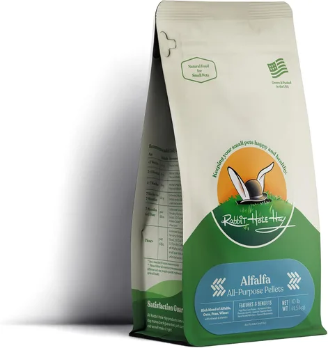 Vista 8 de Rabbit Hole Hay - Pellets de alfalfa totalmente naturales para mascotas pequeñas - Caja de 20 libras - Mezcla premium