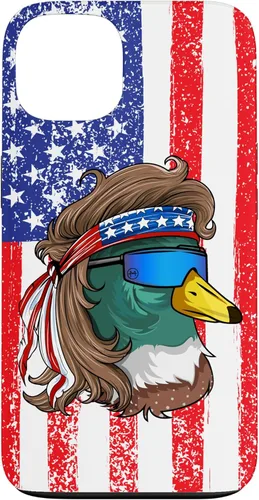Vista 7 de iPhone 16 Duckoholic Mallard Duck American Flag Waterfowl Duck Hunting Case