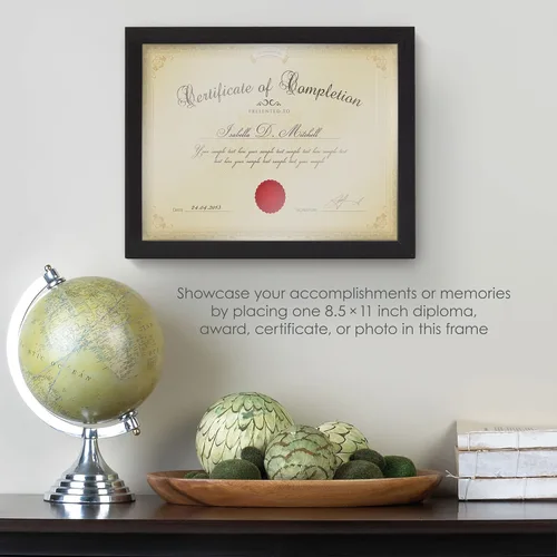 Vista 6 de MELANNCO Marco de certificado de madera negra de 12 x 9.4 pulgadas, muestra un documento de 8.5 x 11 pulgadas