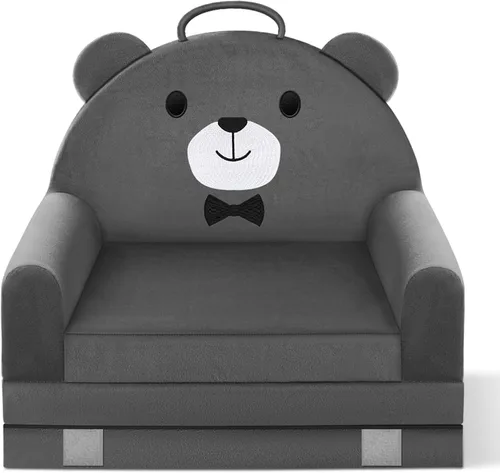 Vista 9 de Sofá Cama Infantil ORWIPO con Funda Desmontable y Lavable y Respaldo con Cinta Adhesiva – Silla Plegable para Niños Pequeños, Cómodo Mobiliario