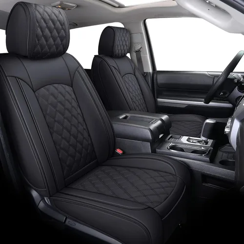 Vista 2 de YIERTAI Fundas de asiento compatibles con Toyota Tundra para 2008-2025 2026 Crewmax Double Cab SR5 Limited Platinum TRD Pro camioneta, impermeables