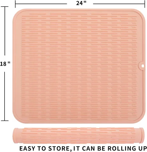 Vista 49 de MicoYang Alfombrilla de Silicona para Secar Platos de Múltiples Usos, Fácil de Limpiar, Ecológica, Alfombrilla de Silicona Resistente al Calor