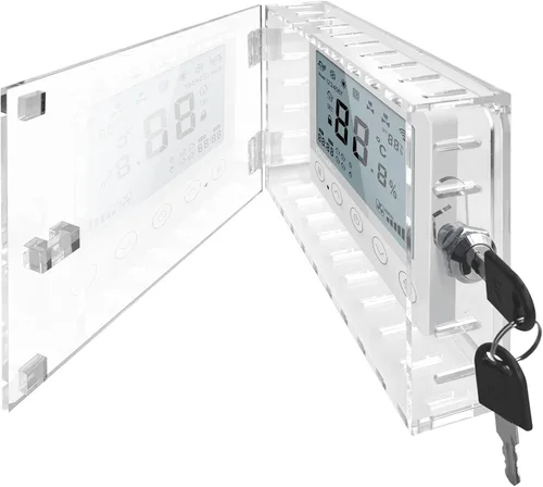 Vista 2 de Caja de bloqueo universal para termostato con llave, protector de termostato grande transparente para termostato en pared, cubierta de termostato se
