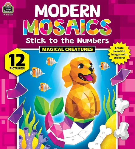 Vista 9 de Dinosaurios y animales prehistóricos mosaicos modernos se adhieren a los números