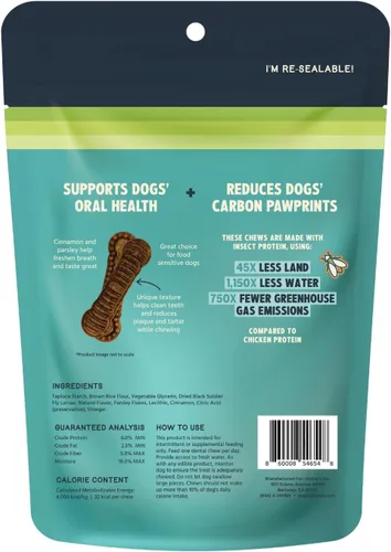 Vista 2 de Jiminy's Masticables dentales para perros, sabor a canela, científicamente probado para mejorar la salud bucal, los huesos dentales limpian