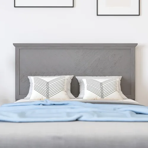 Vista 22 de Merrick Lane Marta - Cabecera de madera tamaño Queen, cabecero ajustable con patrón de espiga en color gris lavado